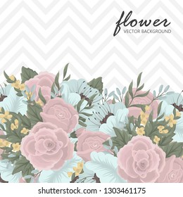 Greeting card with flowers, watercolor. Banner template. Vector frame