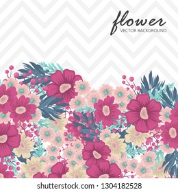 Greeting card with flowers, watercolor. Banner template. Vector frame