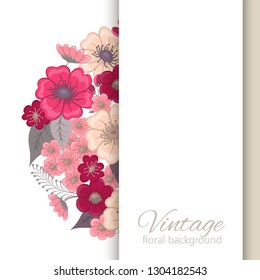 Greeting card with flowers, watercolor. Banner template. Vector frame