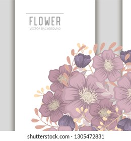Greeting card with flowers, watercolor. Banner template. Vector frame