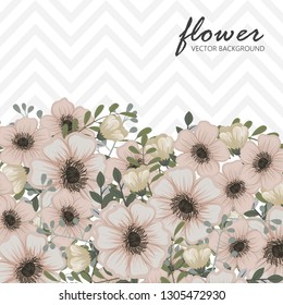 Greeting card with flowers, watercolor. Banner template. Vector frame