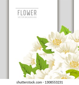Greeting card with flowers, watercolor. Banner template. Vector frame