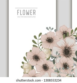 Greeting card with flowers, watercolor. Banner template. Vector frame