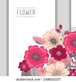 Greeting card with flowers, watercolor. Banner template. Vector frame