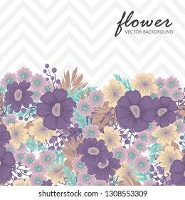 Greeting card with flowers, watercolor. Banner template. Vector frame