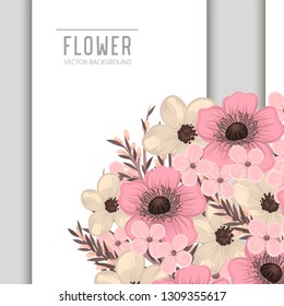 Greeting card with flowers, watercolor. Banner template. Vector frame