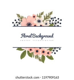 Greeting card with flowers, watercolor. Vector frame