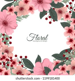 Greeting card with flowers, watercolor. Vector frame