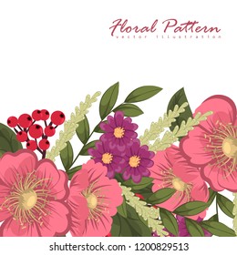 Greeting card with flowers, watercolor. Vector frame
