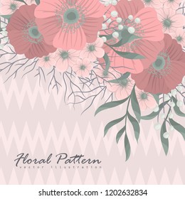 Greeting card with flowers, watercolor. Vector frame