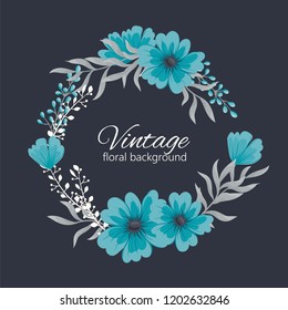 Greeting card with flowers, watercolor. Vector frame