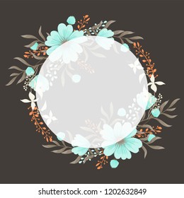 Greeting card with flowers, watercolor. Vector frame