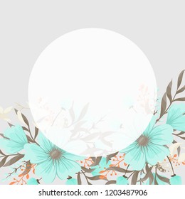 Greeting card with flowers, watercolor. Vector frame