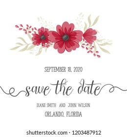 Greeting card with flowers, watercolor. Vector frame