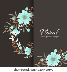 Greeting card with flowers, watercolor. Vector frame