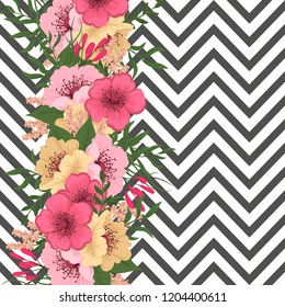 Greeting card with flowers, watercolor. Vector frame