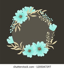 Greeting card with flowers, watercolor. Vector frame