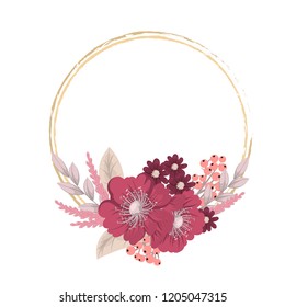 Greeting card with flowers, watercolor. Vector frame