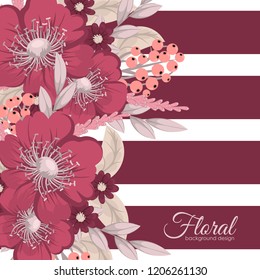 Greeting card with flowers, watercolor. Vector frame
