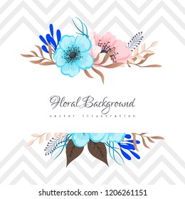 Greeting card with flowers, watercolor. Vector frame