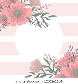 Greeting card with flowers, watercolor. Vector frame