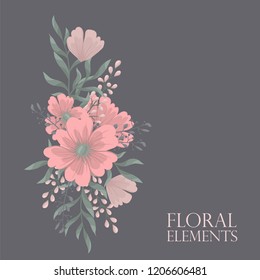 Greeting card with flowers, watercolor. Vector frame