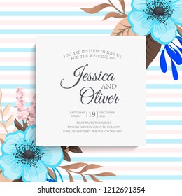 Greeting card with flowers, watercolor. Vector frame