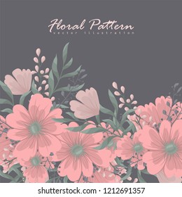 Greeting card with flowers, watercolor. Vector frame