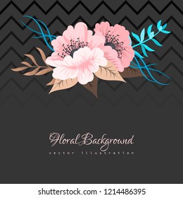 Greeting card with flowers, watercolor. Vector frame