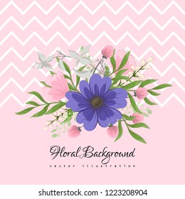 Greeting card with flowers, watercolor. Vector frame