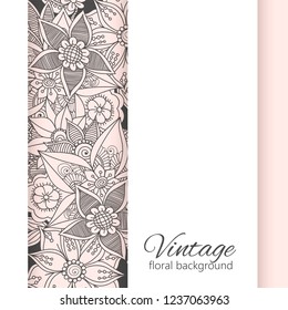Greeting card with flowers, watercolor. Vector frame