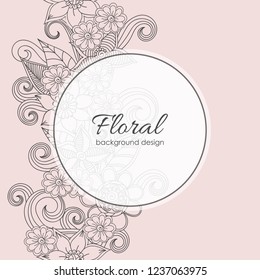 Greeting card with flowers, watercolor. Vector frame