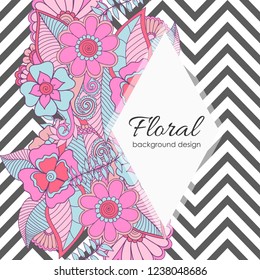 Greeting card with flowers, watercolor. Vector frame