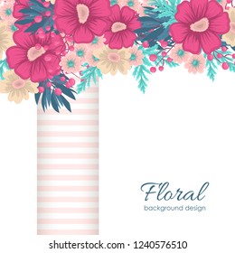 Greeting card with flowers, watercolor. Vector frame