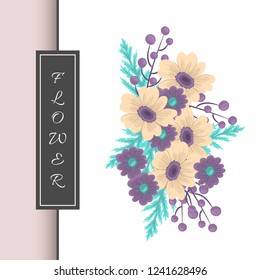 Greeting card with flowers, watercolor. Vector frame