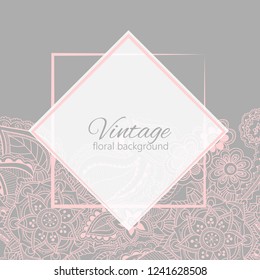 Greeting card with flowers, watercolor. Vector frame
