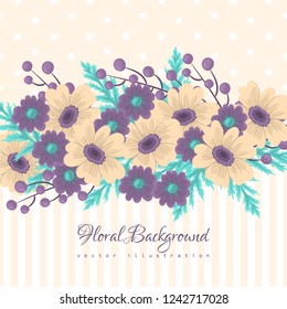 Greeting card with flowers, watercolor. Vector frame