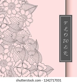 Greeting card with flowers, watercolor. Vector frame