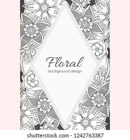 Greeting card with flowers, watercolor. Vector frame