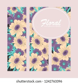Greeting card with flowers, watercolor. Vector frame