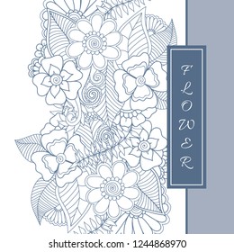 Greeting card with flowers, watercolor. Vector frame