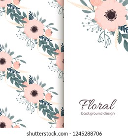 Greeting card with flowers, watercolor. Vector frame