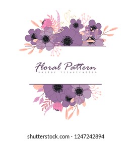 Greeting card with flowers, watercolor. Vector frame