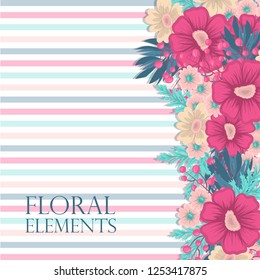 Greeting card with flowers, watercolor. Vector frame