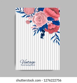 Greeting card with flowers, watercolor. Vector frame