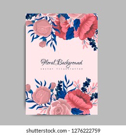 Greeting card with flowers, watercolor. Vector frame