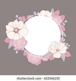 Greeting card with flowers. Wedding invitation. Vector illustration.