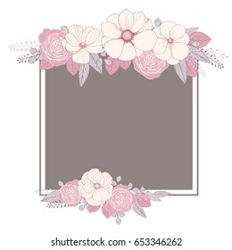 Greeting card with flowers. Wedding invitation. Vector illustration.