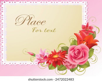 Greeting Card Flyer or Wedding card with spring floral theme