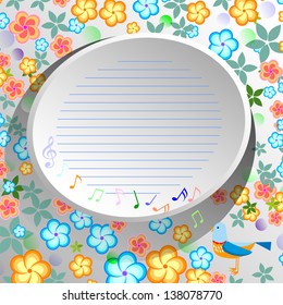 greeting card folwers and bird song